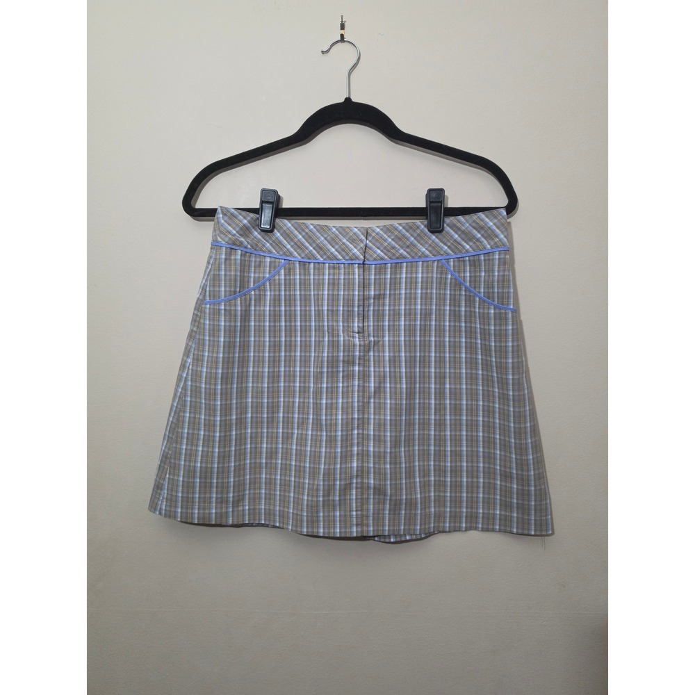 Annika Cutter & Buck Plaid Golf Skort Brown‎ Blue Size 4 Athletic Skirt